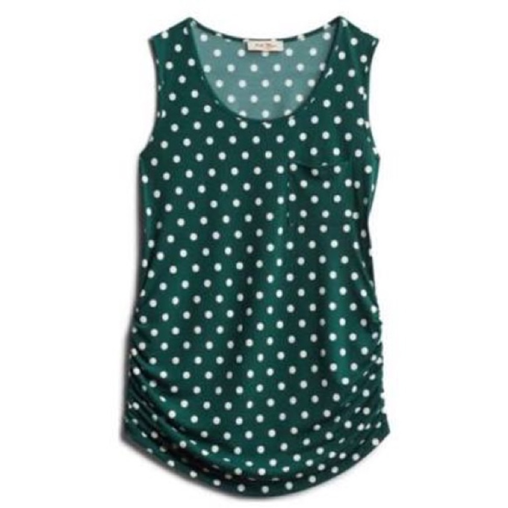 Green polka dot one pocket maternity tank, by Full Moon NWT